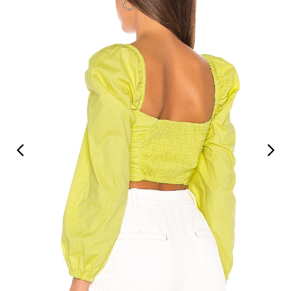 Lovers + Friends Delilah Crop Long Sleeve Lime Green Top Size Medium - Picture 3 of 7
